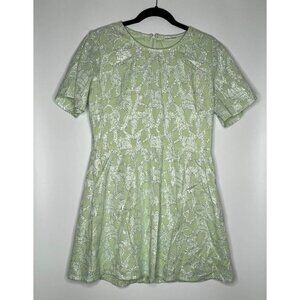 Roller Rabbit Sparkle Tinsel Lace Detail Mint Green Skater Dress Size Medium